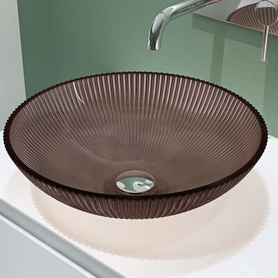 Doporro Caffè Lavabo de Vidrio Templado Sobre Encimera - Baño Doporro Caffè Lavabo de Vidrio Templado Sobre Encimera - Baño
