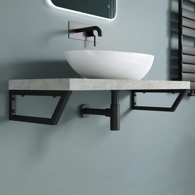 Doporro Soporte de Pared Acero Inoxidable 43x2,5x15 cm - Negro - Soporte para lavabo moderno Doporro Soporte de Pared Acero Inoxidable 43x2,5x15 cm - Negro - Soporte para lavabo moderno