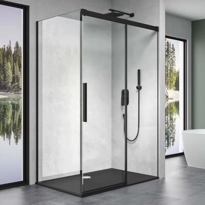 Doporro - Cabina doccia angolare nera 80x110x195cm Rav12 Vetro Doporro - Cabina doccia angolare nera 80x110x195cm Rav12 Vetro