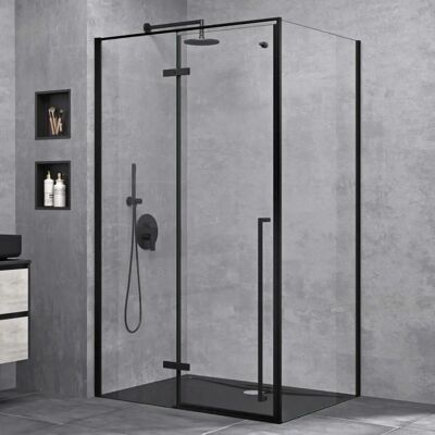 Doporro Ravenna64K Eckdusche - Schwarze Aluminiumprofile, 80x120x195cm Doporro Ravenna64K Eckdusche - Schwarze Aluminiumprofile, 80x120x195cm