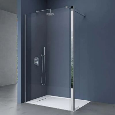 DOPORRO Cabina doccia Walk-In 100x200cm - Vetro temperato, Pannello reversibile DOPORRO Cabina doccia Walk-In 100x200cm - Vetro temperato, Pannello reversibile
