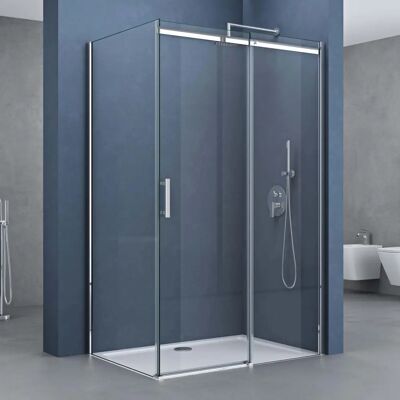 DOPORRO - Cabina Doccia 90x110x195cm con Porta Scorrevole e Vetro di Sicurezza DOPORRO - Cabina Doccia 90x110x195cm con Porta Scorrevole e Vetro di Sicurezza