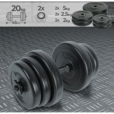 Zestaw hantli Physionics 20 kg - Regulowany, Wytrzymały, Trening w Domu Zestaw hantli Physionics 20 kg - Regulowany, Wytrzymały, Trening w Domu