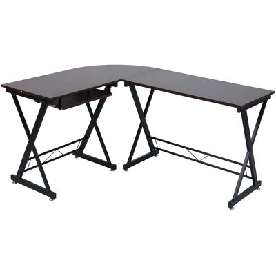 SVITA - Eckschreibtisch - Dunkelbraun - Schwarze Metallbeine - Schreibtisch SVITA - Eckschreibtisch - Dunkelbraun - Schwarze Metallbeine - Schreibtisch