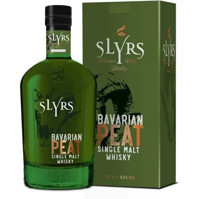 Slyrs Bavarian Peat Single Malt Whisky - Gerookt, Handgemaakt, 43% in cadeauverpakking Slyrs Bavarian Peat Single Malt Whisky - Gerookt, Handgemaakt, 43% in cadeauverpakking