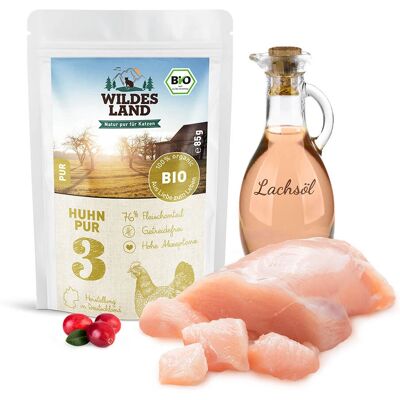 Wildes Land Natvoer voor katten - Bio Volwassen - Kip met zalfolie - Pouch 12 x 85 g Wildes Land Natvoer voor katten - Bio Volwassen - Kip met zalfolie - Pouch 12 x 85 g