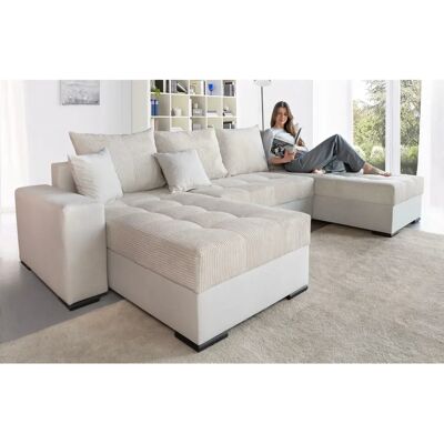 COLLECTION AB Josy U-Form Beiges Sofa - U-förmige Wohnlandschaft mit Stauraum und umkehrbarer Recamiere COLLECTION AB Josy U-Form Beiges Sofa - U-förmige Wohnlandschaft mit Stauraum und umkehrbarer Recamiere