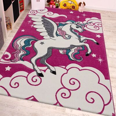 PACO HOME Rosa Einhorn Kinderteppich - 3D-Design, 80x150 cm - Teppich PACO HOME Rosa Einhorn Kinderteppich - 3D-Design, 80x150 cm - Teppich
