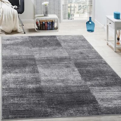 Tappeto Moderno di Design Paco Home - 60x100 cm, Velour Corto, Grigio e Nero Tappeto Moderno di Design Paco Home - 60x100 cm, Velour Corto, Grigio e Nero