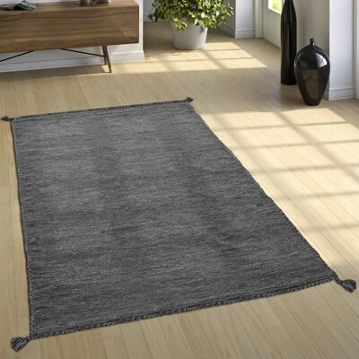 Paco Home Baumwoll-Teppich Handgewebt - Grau Modern Kelim - 60x110cm Paco Home Baumwoll-Teppich Handgewebt - Grau Modern Kelim - 60x110cm