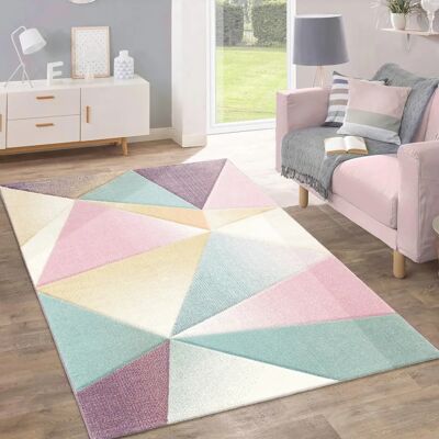 Paco Home Kurzflor Teppich - Geometrisches Pastell Design - 60x100 cm Paco Home Kurzflor Teppich - Geometrisches Pastell Design - 60x100 cm