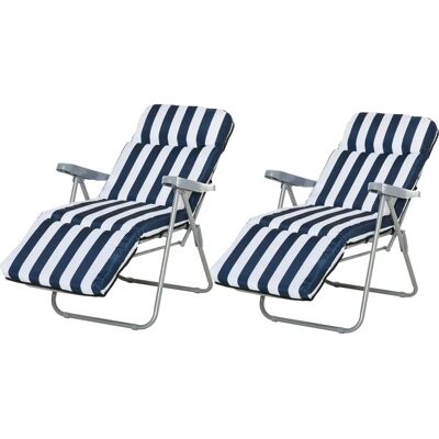 Outsunny Blau 2er Set Klappstühle Gartenstuhl Sonnenliege Outsunny Blau 2er Set Klappstühle Gartenstuhl Sonnenliege