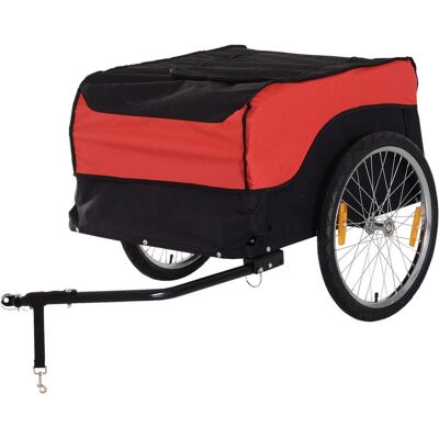 HOMCOM Schwerer Transportanhänger für Fahrräder - 40kg, Rot-Schwarz HOMCOM Schwerer Transportanhänger für Fahrräder - 40kg, Rot-Schwarz