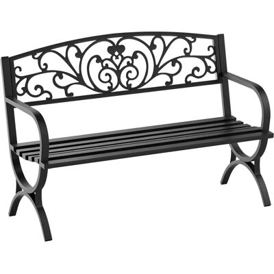 Outsunny metalowy ławka ogrodowa 2-osobowa czarna 127x60x85 cm Outsunny metalowy ławka ogrodowa 2-osobowa czarna 127x60x85 cm