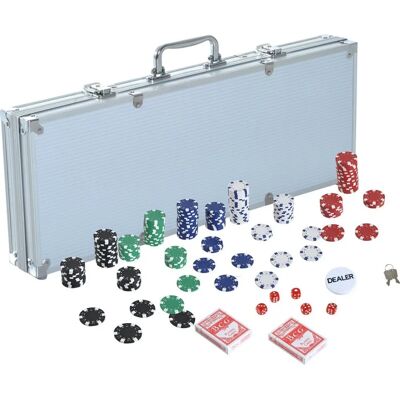HOMCOM Pokerkoffer - 500 Chips, 2 Kartenspiele, 5 Würfel, Aluminiumkoffer HOMCOM Pokerkoffer - 500 Chips, 2 Kartenspiele, 5 Würfel, Aluminiumkoffer