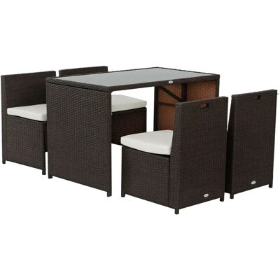 Outsunny Puutarhakalusto - 5 Osainen Säänkestävä Poly Rattan Huonekalu Outsunny Puutarhakalusto - 5 Osainen Säänkestävä Poly Rattan Huonekalu