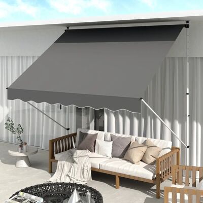 Outsunny Szara aluminiowa ręczna markiza na ścianę - Osłona przeciwsłoneczna na balkon Outsunny Szara aluminiowa ręczna markiza na ścianę - Osłona przeciwsłoneczna na balkon