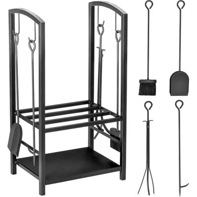 HOMCOM Outsunny Kaminholzständer - Schwarz - 2 Schichten - Innen/Außen HOMCOM Outsunny Kaminholzständer - Schwarz - 2 Schichten - Innen/Außen