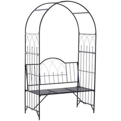 Outsunny Gartenbank - Metall 2-Sitzer Schwarz - Rosenbogen & Bank Outsunny Gartenbank - Metall 2-Sitzer Schwarz - Rosenbogen & Bank