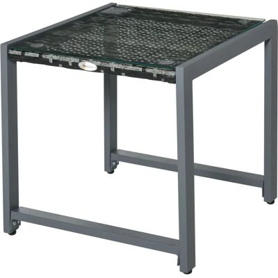 Outsunny - Gartentisch Beistelltisch - Hartglas - Polyrattan & Aluminium - Garden Table Outsunny - Gartentisch Beistelltisch - Hartglas - Polyrattan & Aluminium - Garden Table