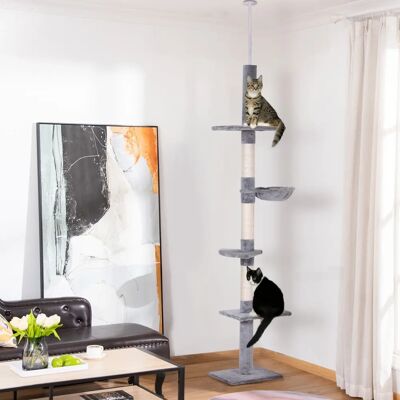 PawHut - Kratzbaum Deckenhoch Grau - Cat Tree PawHut - Kratzbaum Deckenhoch Grau - Cat Tree