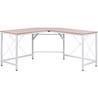 HOMCOM L-Form Eckschreibtisch - Natur & Weiß Büromöbel HOMCOM L-Form Eckschreibtisch - Natur & Weiß Büromöbel