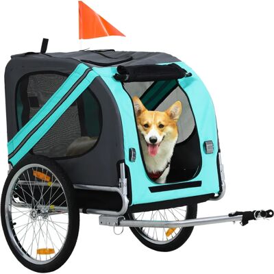 Przyczepa rowerowa PawHut dla zwierząt – 130x73x90cm – Zielona – Wodoszczelny dach Przyczepa rowerowa PawHut dla zwierząt – 130x73x90cm – Zielona – Wodoszczelny dach