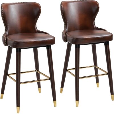 HOMCOM Barhocker 2er-Set Vintage PU Braun - Barhocker HOMCOM Barhocker 2er-Set Vintage PU Braun - Barhocker