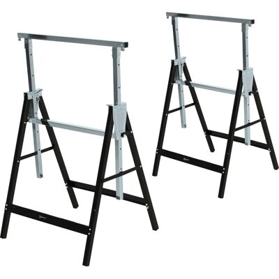 DURHAND - Sägebock Höhenverstellbar - Schwarz - 68-130 cm - Sawhorse DURHAND - Sägebock Höhenverstellbar - Schwarz - 68-130 cm - Sawhorse