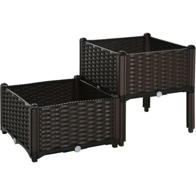 Outsunny - Hochbeet 40x40x44 cm PP - Braun - 40x40x44 cm - Raised Bed Outsunny - Hochbeet 40x40x44 cm PP - Braun - 40x40x44 cm - Raised Bed