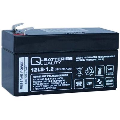 Qbatteries 12V AGM Batterie - 1,2Ah 97x43x52mm - Stationär Qbatteries 12V AGM Batterie - 1,2Ah 97x43x52mm - Stationär