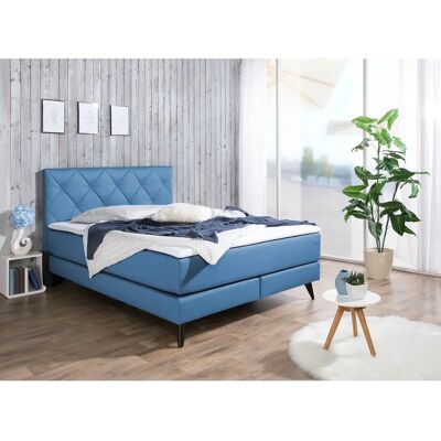 MAINTAL Blau Komplett Boxspringbett - Bonnell-Federkernmatratze MAINTAL Blau Komplett Boxspringbett - Bonnell-Federkernmatratze