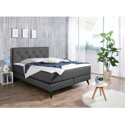 MAINTAL Boxspringbett - Grau - 140x200cm - H2 - Bonnell-Federkernmatratze MAINTAL Boxspringbett - Grau - 140x200cm - H2 - Bonnell-Federkernmatratze