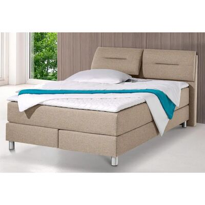 MAINTAL Beiges Boxspringbett - 140x200cm - 7-Zonen-Kaltschaummatratze MAINTAL Beiges Boxspringbett - 140x200cm - 7-Zonen-Kaltschaummatratze