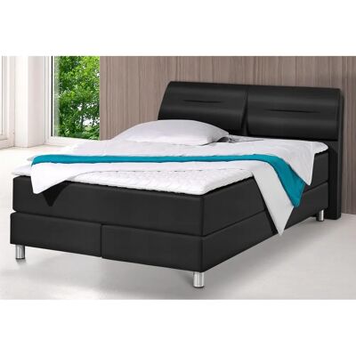MAINTAL Schwarzes Kunstleder Boxspringbett - Ergonomisch, Verstellbare Kopfteile MAINTAL Schwarzes Kunstleder Boxspringbett - Ergonomisch, Verstellbare Kopfteile