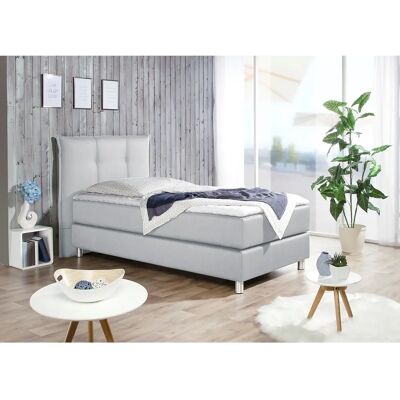 MAINTAL Boxspringbett - Grau (Hellgrau) Bonnell-Federkern - 100x200cm MAINTAL Boxspringbett - Grau (Hellgrau) Bonnell-Federkern - 100x200cm