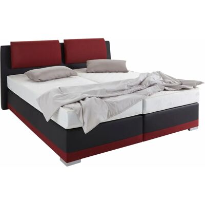 MAINTAL Boxspringbett - 180x200cm, H2, Strukturstoff, Kunstleder, Rot MAINTAL Boxspringbett - 180x200cm, H2, Strukturstoff, Kunstleder, Rot