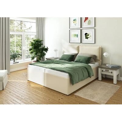 Maintal Lyara - Beiges Polsterbett mit Stauraum & verstellbarem Kopfteil - Bett Maintal Lyara - Beiges Polsterbett mit Stauraum & verstellbarem Kopfteil - Bett