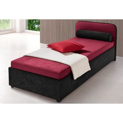 Polsterbett MAINTAL - Microvelours, 90x200 cm, Bordeaux & Schwarz - Bett Polsterbett MAINTAL - Microvelours, 90x200 cm, Bordeaux & Schwarz - Bett