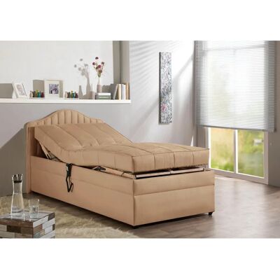 Polsterbett MAINTAL - Braun - 100x200cm - H2 - Mit Motorrahmen Polsterbett MAINTAL - Braun - 100x200cm - H2 - Mit Motorrahmen