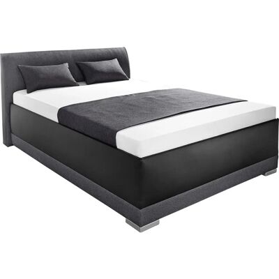 MAINTAL Makana Schwarzes Struktur-Kunstleder Bett mit Stauraum MAINTAL Makana Schwarzes Struktur-Kunstleder Bett mit Stauraum