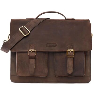 LEABAGS Sacoche en Cuir pour Hommes & Femmes - Sacoche Vintage pour Portable 15'' - Marron Foncé - Publicité LEABAGS Sacoche en Cuir pour Hommes & Femmes - Sacoche Vintage pour Portable 15'' - Marron Foncé - Publicité