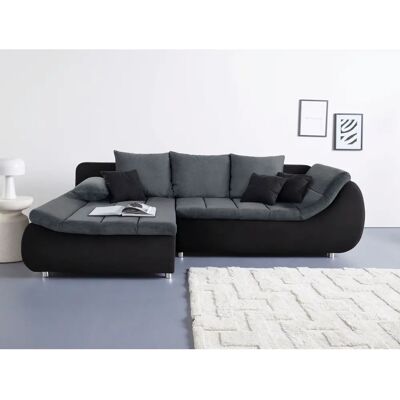 INOSIGN Imola L-Form Sofa - Mikrofasermaterial, Schwarz, mit Bett & Stauraum INOSIGN Imola L-Form Sofa - Mikrofasermaterial, Schwarz, mit Bett & Stauraum