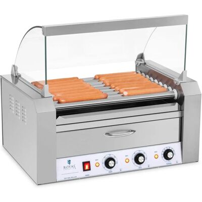 Royal Catering Hotdog Grill - 9 tromler - Varmeskuffer - Rustfritt stål Royal Catering Hotdog Grill - 9 tromler - Varmeskuffer - Rustfritt stål