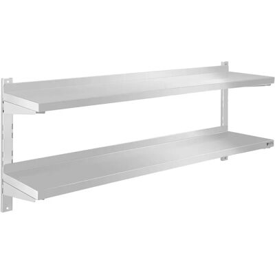Mensola da Parete in Acciaio Inox Royal Catering - 2 Ripiani - 140 cm Mensola da Parete in Acciaio Inox Royal Catering - 2 Ripiani - 140 cm
