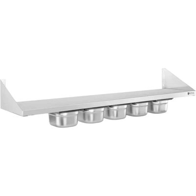Regał na Przyprawy z Stali Nierdzewnej Royal Catering - 5 Pojemników - 120cm - Montaż na Ścianie - Szary/Srebrny Regał na Przyprawy z Stali Nierdzewnej Royal Catering - 5 Pojemników - 120cm - Montaż na Ścianie - Szary/Srebrny