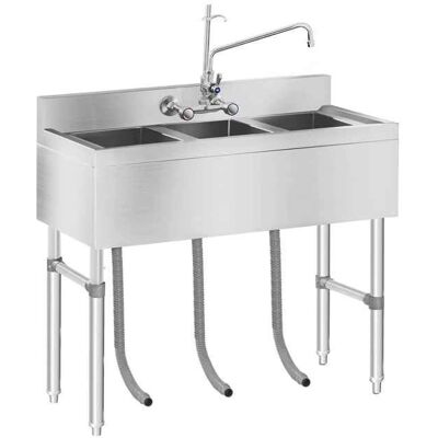Royal Catering Roestvrij Staal Commercieel Spoelbak - 3 Compartimenten - 100x50x97 cm Royal Catering Roestvrij Staal Commercieel Spoelbak - 3 Compartimenten - 100x50x97 cm