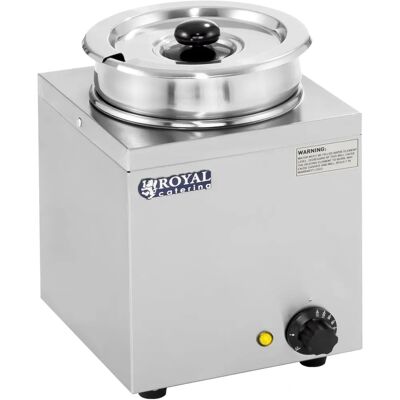 Royal Catering Rustfritt Stål Suppevarmer - 2,75L - 150W - Justerbar 30-110°C - Inkludert Lokk & Innebygd - Sølv Royal Catering Rustfritt Stål Suppevarmer - 2,75L - 150W - Justerbar 30-110°C - Inkludert Lokk & Innebygd - Sølv