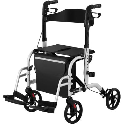 Uniprodo Zilveren 2-in-1 Loopwagen Rolstoel - 136 kg Uniprodo Zilveren 2-in-1 Loopwagen Rolstoel - 136 kg
