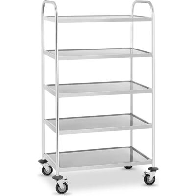 Royal Catering Stainless Steel Serving Trolley - 5 Shelves - 250 kg Capacity Royal Catering Stainless Steel Serving Trolley - 5 Shelves - 250 kg Capacity